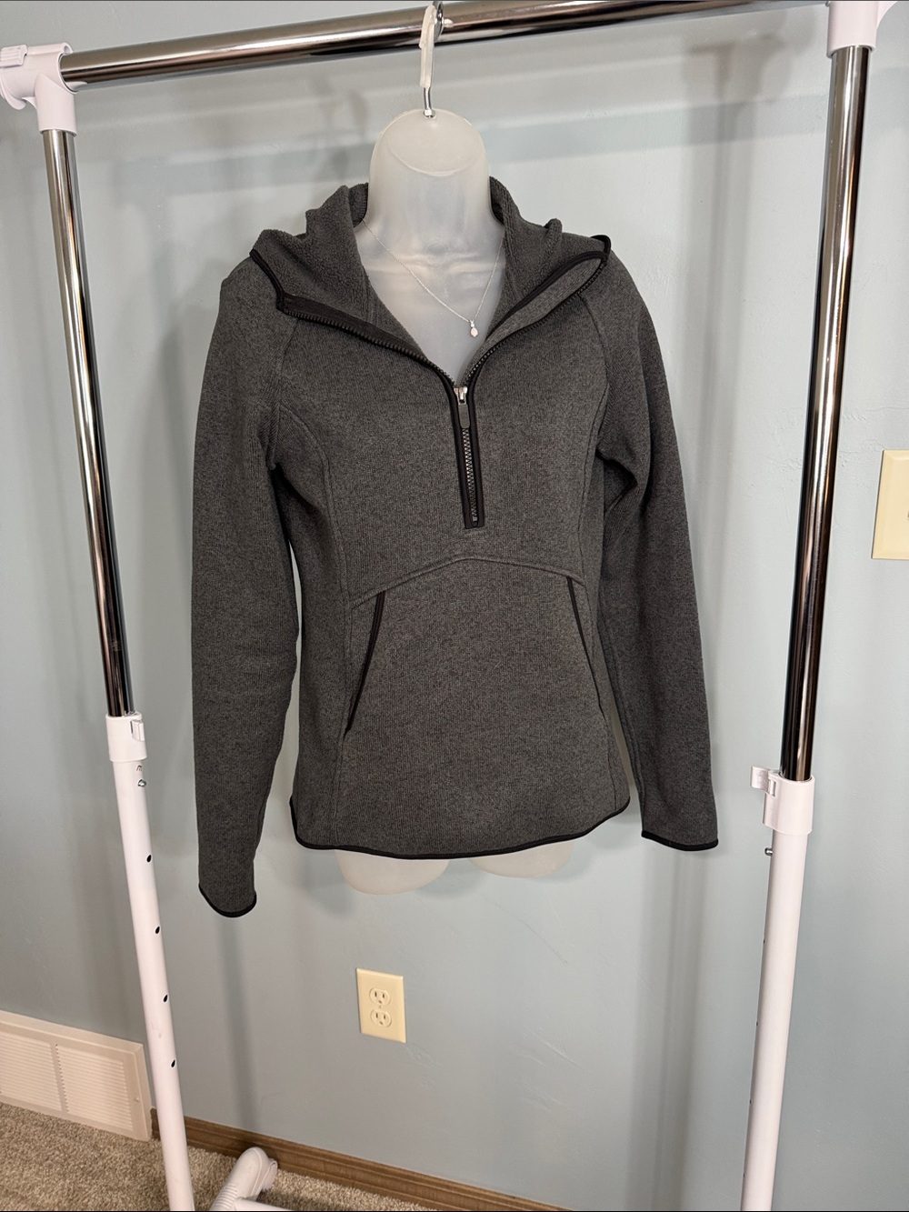 lululemon athletica Charcoal Gray 3/4 zip hoodie